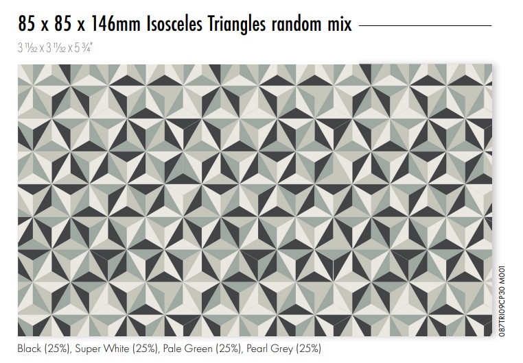 Kolorowe trójkąty podłogogowe mozaiki Winckelmans Herbeć 3
